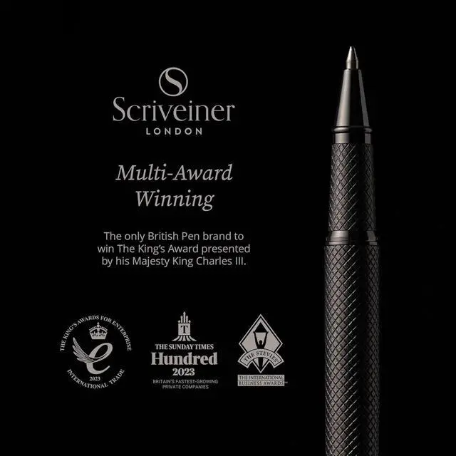 Alt view image 2 of 5 - Scriveiner All Black Rollerball Pen - Stunning Luxury All Metal Matt Black Pen, Schmidt Ink Refill, Best Roller Ball Gift Set for Men & Women, Professional, Executive Office, Nice Pens