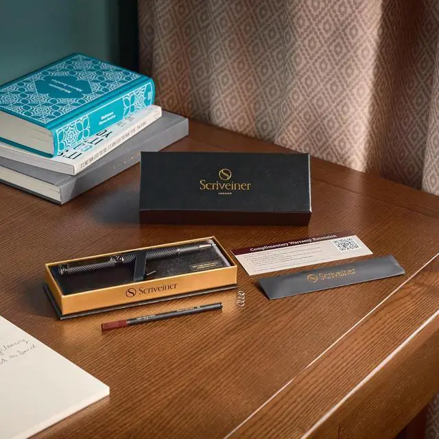 Alt view image 5 of 5 - Scriveiner All Black Rollerball Pen - Stunning Luxury All Metal Matt Black Pen, Schmidt Ink Refill, Best Roller Ball Gift Set for Men & Women, Professional, Executive Office, Nice Pens