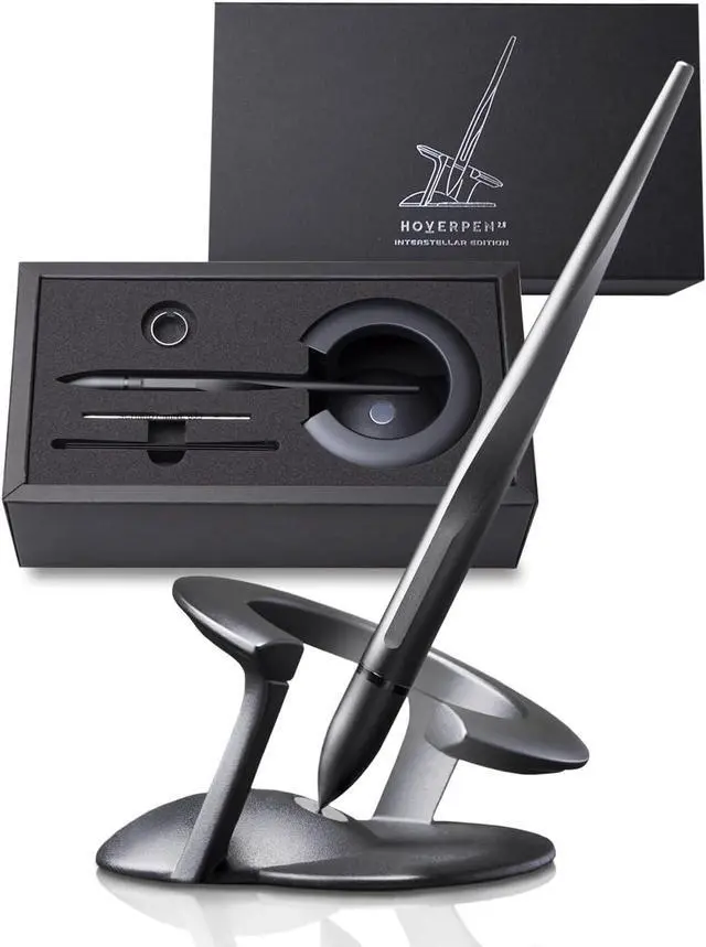 Main image of novium Hoverpen Interstellar - Space Black, Ballpoint Pen, Unique Conversational Starter, Premium Futuristic Design, Precision Flow Ink, German-engineered Ballpoint Cartridges