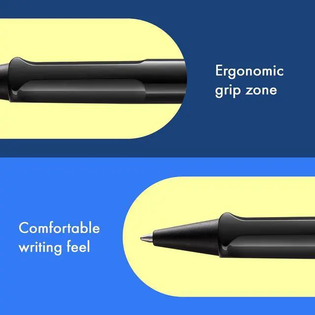 Alt view image 3 of 7 - Lamy safari black - Ballpoint Pen with ergonomic grip & line width M - for pleasant long writing - made of robust ASA plastic including large capacity refill M 16 in black
