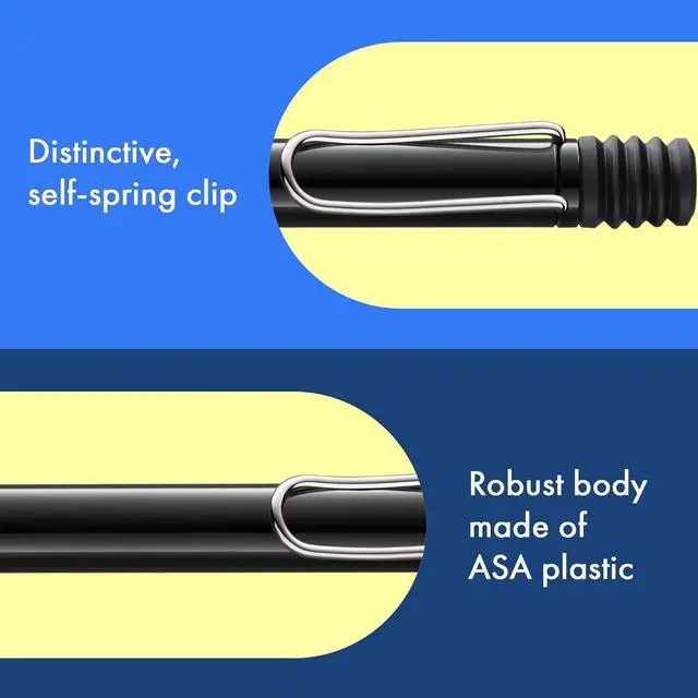 Alt view image 4 of 7 - Lamy safari black - Ballpoint Pen with ergonomic grip & line width M - for pleasant long writing - made of robust ASA plastic including large capacity refill M 16 in black