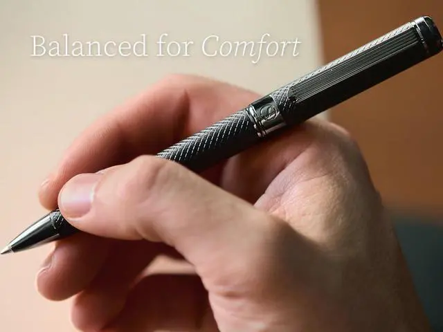 Alt view image 7 of 7 - Scriveiner All Black Ballpoint Pen -Stunning Luxury All Metal Matt Black Pen, Schmidt Black Refill, Best Gift Set for Men & Women, Professional Executive Office, Nice Fancy Designer Pens