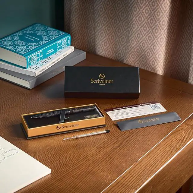 Alt view image 5 of 7 - Scriveiner All Black Ballpoint Pen -Stunning Luxury All Metal Matt Black Pen, Schmidt Black Refill, Best Gift Set for Men & Women, Professional Executive Office, Nice Fancy Designer Pens