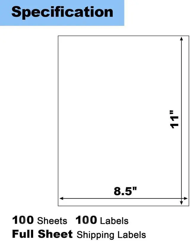 Alt view image 2 of 7 - 100 Sheets Full Sheet Labels with Back Slit 8.5"x11", Blank White Sticker Paper for Laser & Inkjet Printers, Risepekt Strong Adesive Full Page Mailing Labels, Whole Page Labels