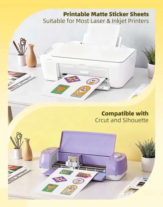 Alt view image 7 of 7 - 220 Sheets Premium Glossy Printable Vinyl Sticker Paper, 8.5x11" Thicker Glossy White Self-Adhesive Sticker Paper,Quick-Drying Waterproof &Tear-Resistant Removable for Inkjet & Laser Printers