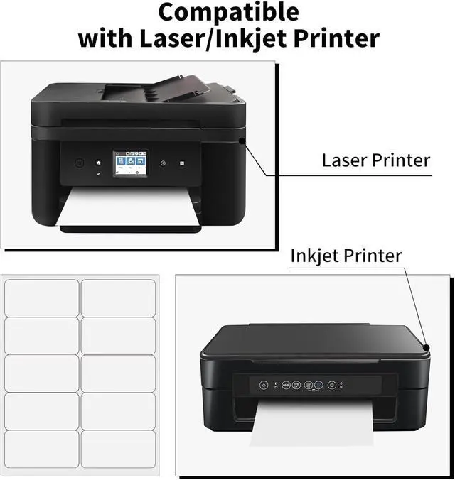 Alt view image 5 of 7 - 500 Sheets 5000 Labels Shipping Labels, 2 x 4 Sticker Paper for Laser/Inkjet Printer Mailing Labels, 10 UP Address Labels, Permanent Adhesive Sticker Labels