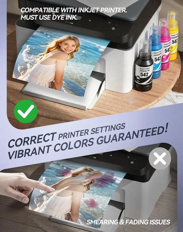 Alt view image 4 of 7 - Uinkit Premium Adhesive Photo Paper 8.5x11 inch Glossy Self-Adhesive Sticker Paper for Inkjet Printer, Quick Dry Works with Cricut Silhouette - Perfect for Stickers Labels (60)
