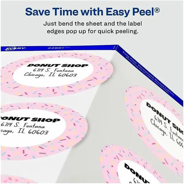 Alt view image 6 of 7 - Avery Glossy White Labels, Sure Feed Technology, 3" Round Labels, Print-to-The-Edge, Laser/Inkjet, 60 Total (22891)
