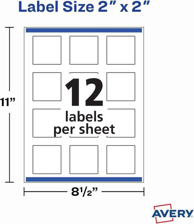 Alt view image 5 of 7 - Avery Printable Blank Square Labels, 2" x 2", Glossy White, 120 Customizable Labels (22565)