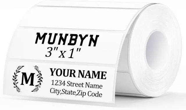 Main image of MUNBYN 3x1 Inch White Thermal Labels, Strong Adhesive, Thermal Sticker Labels for Price, Mailing, Name, 1000 Sheets/1 Roll