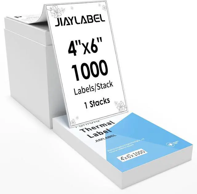 Main image of 4x6 Thermal Shipping Label Mailing Stickers Paper for Direct Thermal Label Printer USPS UPS Address Fanfold Big Packing White Color 1000 Labels/Stack,1 Stack