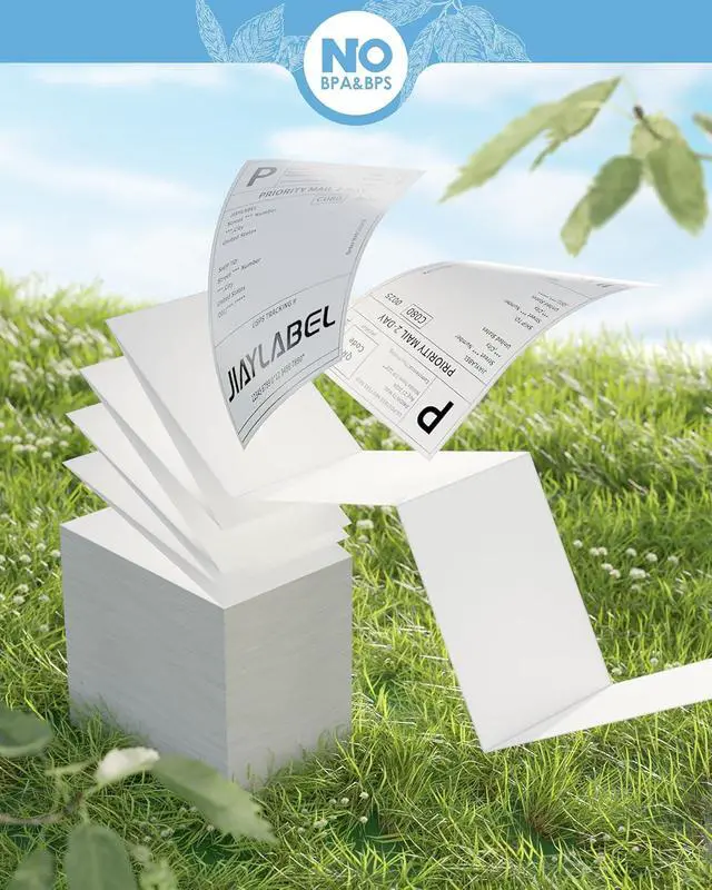 Alt view image 3 of 6 - 4x6 Thermal Shipping Label Mailing Stickers Paper for Direct Thermal Label Printer USPS UPS Address Fanfold Big Packing White Color 1000 Labels/Stack,1 Stack