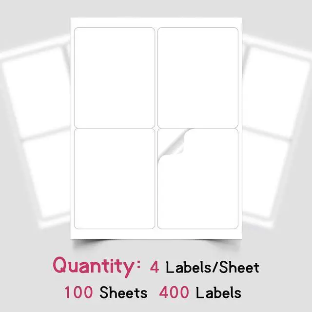 Alt view image 4 of 7 - 4UP 4" x 5" Shipping Labels, Address Mailing Labels Self Adhesive Sticker Labels Compatible with Laser & Inkjet Printers (100 Sheets,400 Labels)