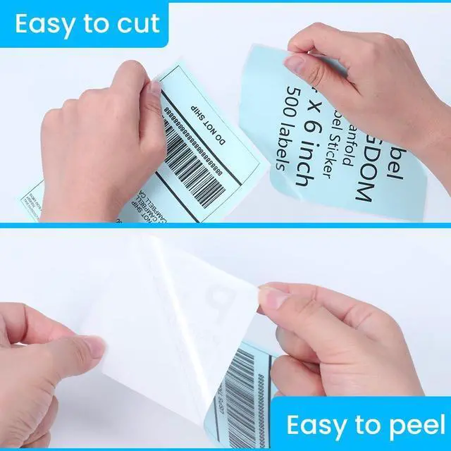 Alt view image 5 of 7 - Label KINGDOM Thermal Label Printer Paper, 4"x 6" 500-Fanfold Blue Stickers for Polono, Phomemo Direct Thermal Printer for Shipping Address Label, 1 Roll