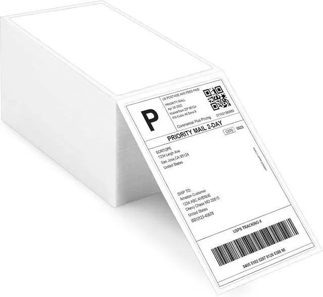 Main image of 4 x 6 Direct Thermal Labels - 500 Fan-Fold Perforated Labels Per Stack, Premium Adhesive & Perforated, Compatible with JADENS, iDPRT SP410, POLONO, ASprink