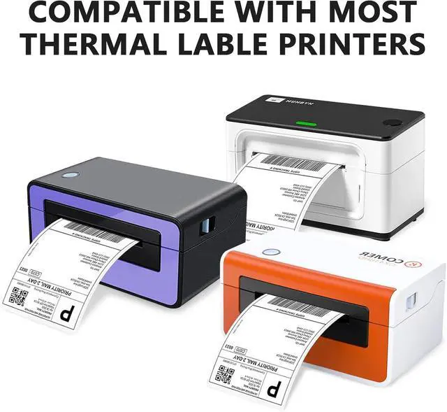 Alt view image 2 of 5 - 4 x 6 Direct Thermal Labels - 500 Fan-Fold Perforated Labels Per Stack, Premium Adhesive & Perforated, Compatible with JADENS, iDPRT SP410, POLONO, ASprink