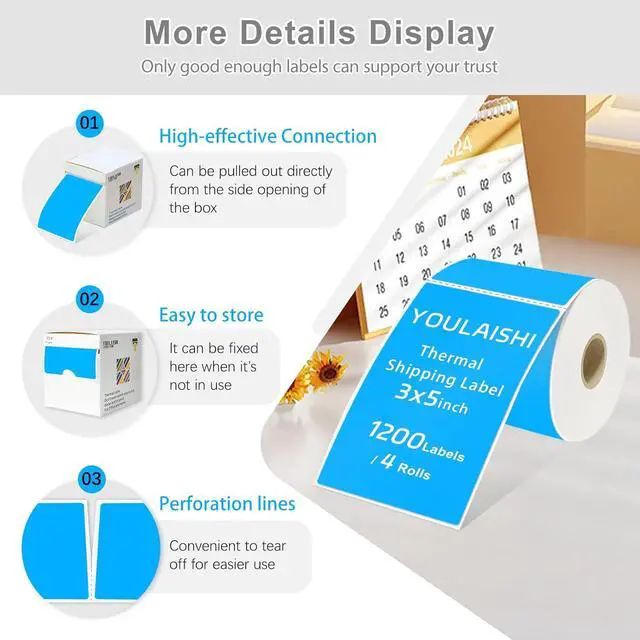Alt view image 4 of 5 - 1200PCS/4 Roll 3 X 5 Inch Printable Rectangle Color Coding Labels, Adhesive Color Coding Stickers for Bar-Codes, Address, Small Business Labeling, Inventory (Multiple Colors)