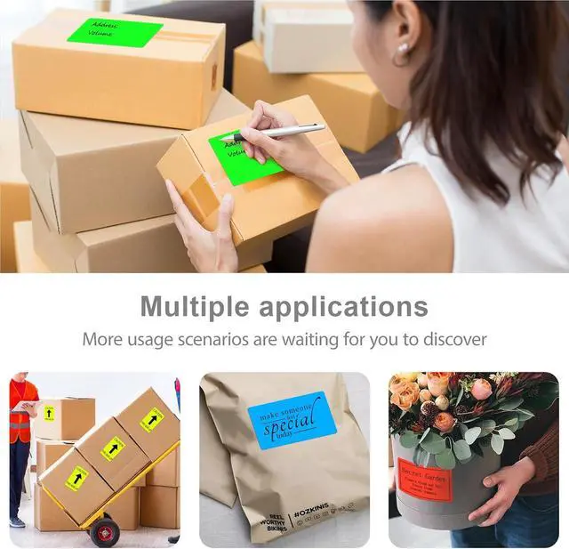 Alt view image 5 of 5 - 1200PCS/4 Roll 3 X 5 Inch Printable Rectangle Color Coding Labels, Adhesive Color Coding Stickers for Bar-Codes, Address, Small Business Labeling, Inventory (Multiple Colors)