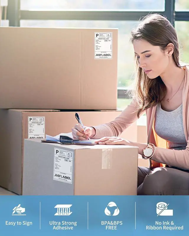 Alt view image 6 of 6 - 4x6 Thermal Shipping Label Paper for Thermal Label Printer USPS UPS Address Mailing Stickers Big Packing Fanfold White 500 Labels/Stack,4 Stacks, Total 2000PCS