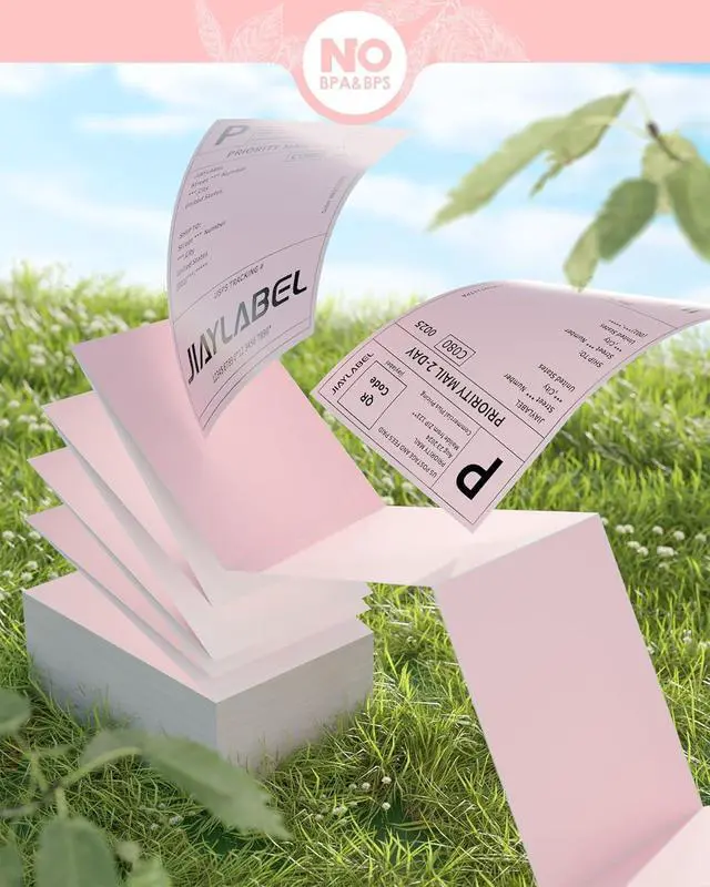 Alt view image 4 of 6 - 4x6 Thermal Shipping Label Mailing Stickers Paper for Thermal Label Printer USPS UPS Address Big Packing Fanfold Pink Color 500 Labels/Stack,1 Stack