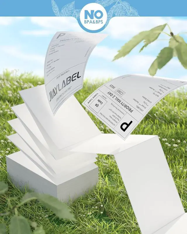 Alt view image 3 of 6 - 4x6 Thermal Shipping Label Paper for Thermal Label Printer USPS UPS Address Mailing Stickers Big Packing Fanfold White 500 Labels/Stack,4 Stacks, Total 2000PCS