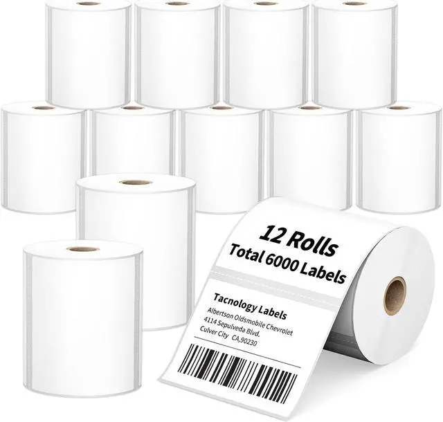 Main image of 12 Rolls 4" x 3" Direct Thermal Labels - Shipping & Multipurpose Paper for Barcode Postage - Adhesive & Perforated, Compatible with Zebra Desktop Printers & Rollo Label Printer,500pcs/Roll