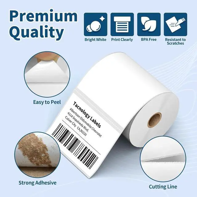 Alt view image 3 of 7 - 12 Rolls 4" x 3" Direct Thermal Labels - Shipping & Multipurpose Paper for Barcode Postage - Adhesive & Perforated, Compatible with Zebra Desktop Printers & Rollo Label Printer,500pcs/Roll