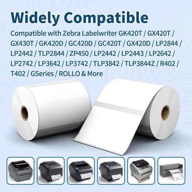 Alt view image 4 of 7 - 12 Rolls 4" x 3" Direct Thermal Labels - Shipping & Multipurpose Paper for Barcode Postage - Adhesive & Perforated, Compatible with Zebra Desktop Printers & Rollo Label Printer,500pcs/Roll