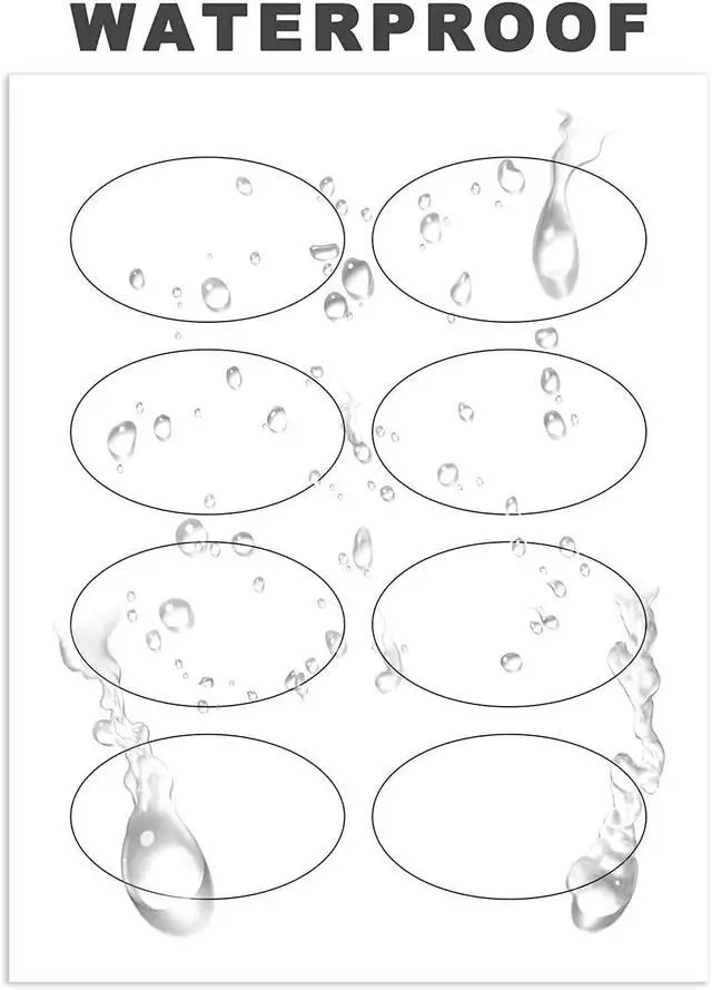 Alt view image 5 of 6 - Mr-Label 2" x 3-1/3" Oval White Synthetic Paper Sticker Label - Waterproof and Tear-Resistant - for Inkjet & Laser Printer - for Gift Decoration|Hand Craft (100 Sheets Total 800 Labels)
