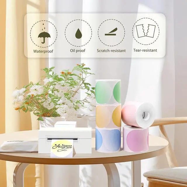Alt view image 3 of 7 - PARLAIM 3 X 3 Inch Round Gradient Light Green Therma Sticker Labels, Commercial Grade Circle Thermal Sticker Roll for Inventory Moving Box - 500 Labels