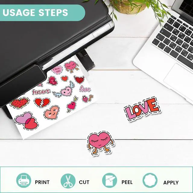 Alt view image 7 of 7 - Uinkit 10 Sheets Premium Glossy Printable Vinyl Sticker Paper for Inkjet & Laser Printers - Waterproof, Quickly-Dries for Pet Photos & Kids Crafts, Tear-Resistant Decals (Menu Size 11"x17")