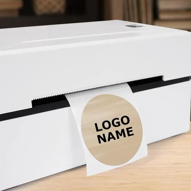 Alt view image 6 of 7 - Khaki Circle Thermal Labels Vinyl 2 Inch Self-Adhesive Round Stickers Roll Waterproof Printer Decals Name Tag for QR Code DIY Office Address 500 PCS