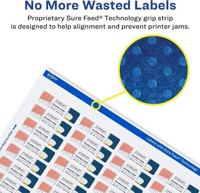 Alt view image 4 of 7 - Avery Matte White Rectangle Labels, Sure Feed Technology, 1" x 1.5", 800 Matte White Printable Labels
