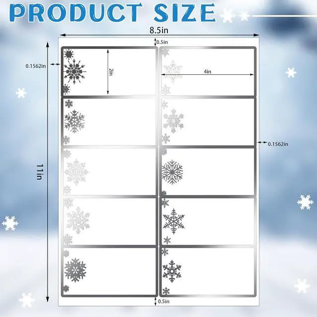 Alt view image 2 of 7 - Qeeenar 250 Pcs Christmas Address Labels Bulk 2 x 4 Inch Foil Printable Gift Tags Compatible with Laser and Inkjet Printer 10 Per Sheet for Name Tags Office Mailing Label(Snowflake,Silver)