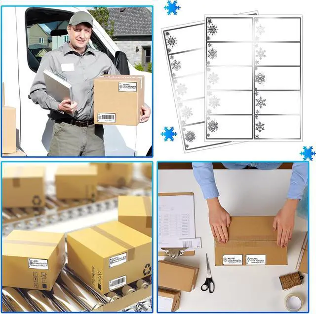 Alt view image 4 of 7 - Qeeenar 250 Pcs Christmas Address Labels Bulk 2 x 4 Inch Foil Printable Gift Tags Compatible with Laser and Inkjet Printer 10 Per Sheet for Name Tags Office Mailing Label(Snowflake,Silver)