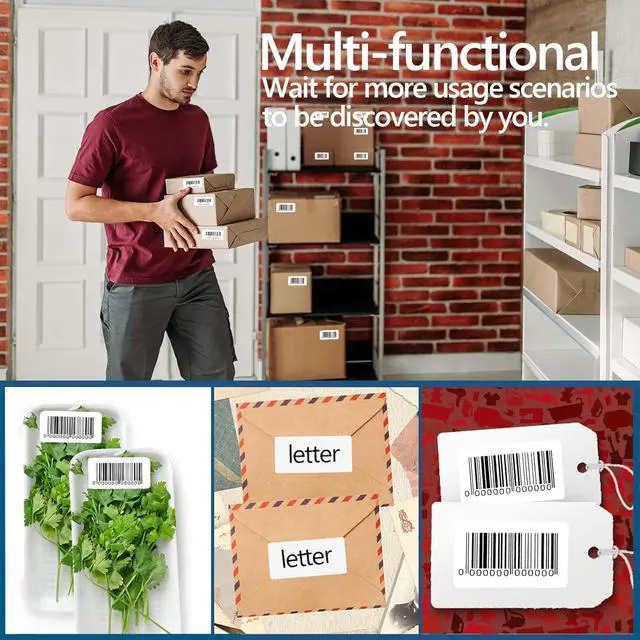 Alt view image 6 of 6 - 2" x 1" Direct Thermal Labels for UPC Barcodes, Address, Perforated & Compatible with All Kinds of Thermal Label Printer (5 Rolls, 1200/Roll)