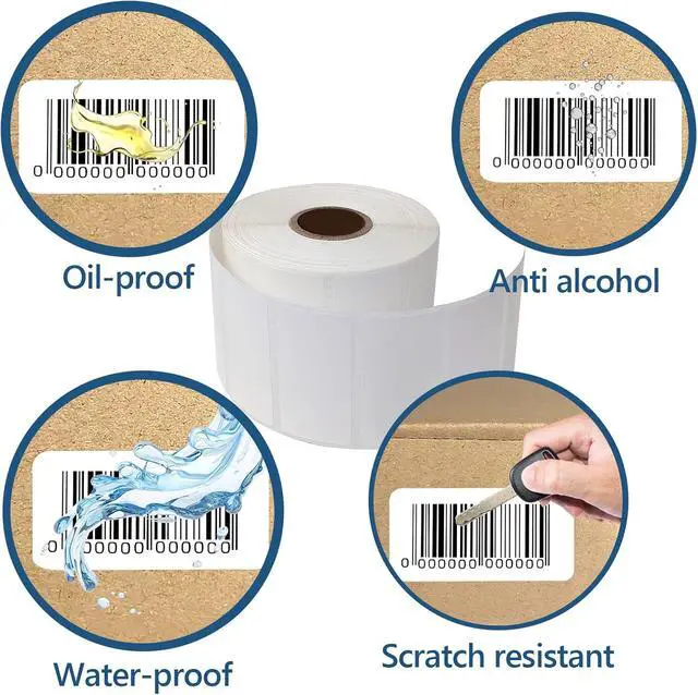 Alt view image 3 of 6 - 2" x 1" Direct Thermal Labels for UPC Barcodes, Address, Perforated & Compatible with All Kinds of Thermal Label Printer (5 Rolls, 1200/Roll)