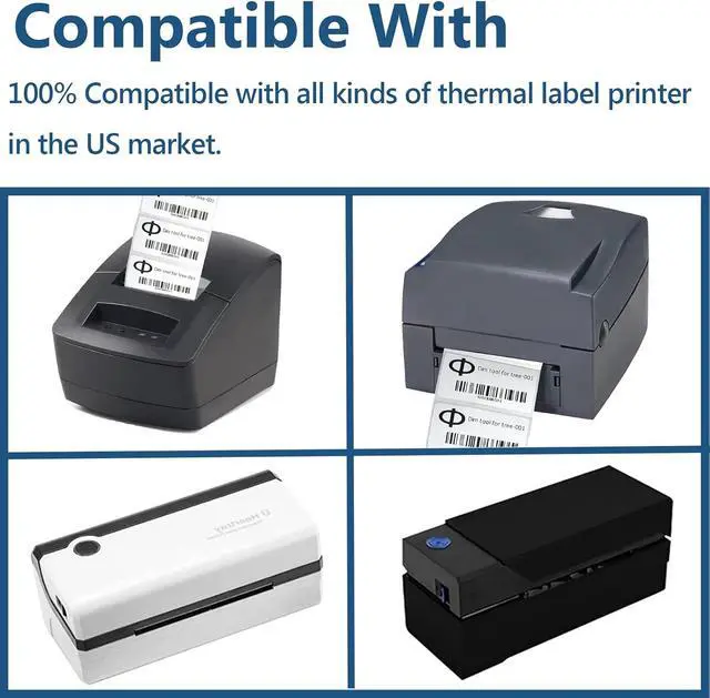Alt view image 4 of 6 - 2" x 1" Direct Thermal Labels for UPC Barcodes, Address, Perforated & Compatible with All Kinds of Thermal Label Printer (5 Rolls, 1200/Roll)