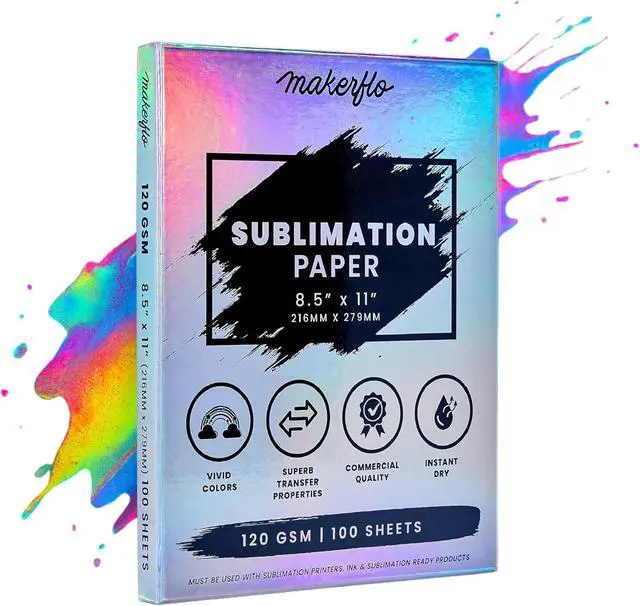 Main image of Makerflo Sublimation Paper 8.5 x 11 Inch 100 Sheets, Heat Transfer Sublimation Paper For Tumblers T-Shirts Phone Case Mugs, Printable Stickers Gifting Christmas DIY Enthusiast