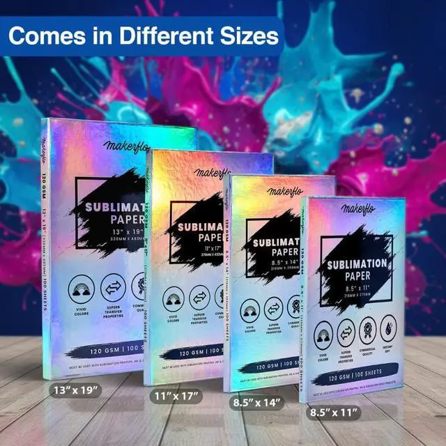 Alt view image 2 of 7 - Makerflo Sublimation Paper 8.5 x 11 Inch 100 Sheets, Heat Transfer Sublimation Paper For Tumblers T-Shirts Phone Case Mugs, Printable Stickers Gifting Christmas DIY Enthusiast