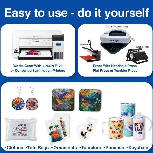 Alt view image 5 of 7 - Makerflo Sublimation Paper 8.5 x 11 Inch 100 Sheets, Heat Transfer Sublimation Paper For Tumblers T-Shirts Phone Case Mugs, Printable Stickers Gifting Christmas DIY Enthusiast