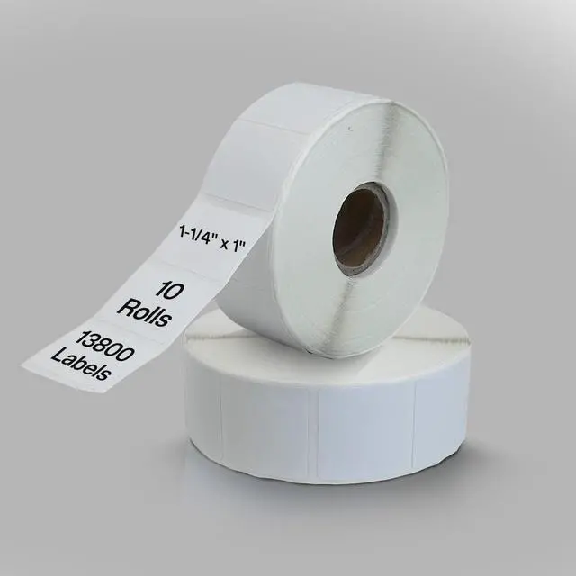 Alt view image 2 of 7 - 1 1/4 × 1Direct Thermal Printer Labels, 10 Rolls, 13,800 Matte White Thermal Barcode Labels with Strong Adhesive, 1" Core Compatible with Zebra & Eltron Printers (No Ink or Toner Needed)