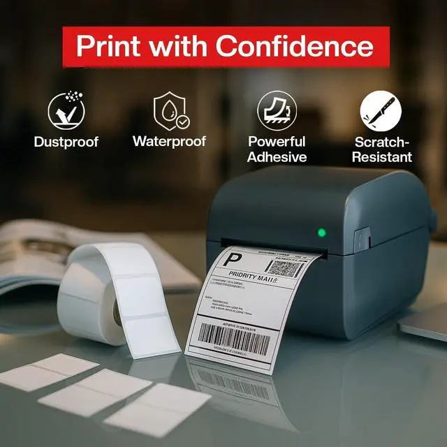 Alt view image 5 of 7 - 1 1/4 × 1Direct Thermal Printer Labels, 10 Rolls, 13,800 Matte White Thermal Barcode Labels with Strong Adhesive, 1" Core Compatible with Zebra & Eltron Printers (No Ink or Toner Needed)