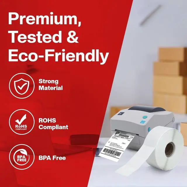 Alt view image 6 of 7 - 1 1/4 × 1Direct Thermal Printer Labels, 10 Rolls, 13,800 Matte White Thermal Barcode Labels with Strong Adhesive, 1" Core Compatible with Zebra & Eltron Printers (No Ink or Toner Needed)