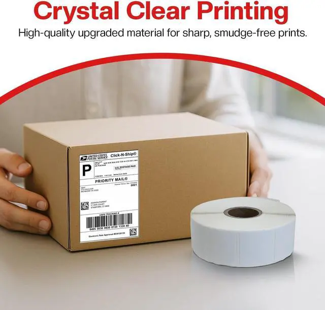 Alt view image 7 of 7 - 1 1/4 × 1Direct Thermal Printer Labels, 10 Rolls, 13,800 Matte White Thermal Barcode Labels with Strong Adhesive, 1" Core Compatible with Zebra & Eltron Printers (No Ink or Toner Needed)