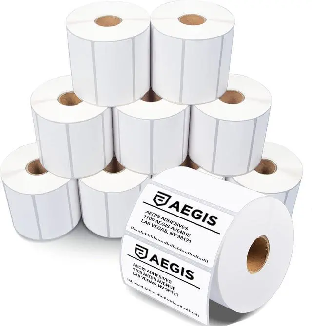 Main image of Aegis Adhesives - 3" X 1.5" Direct Thermal Labels (9000 Count, 10 Rolls) - Inventory SKU Barcode Labels, Address Stickers, and Shelf Identification - Compatible with Zebra and Rollo Printers