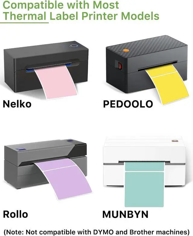 Alt view image 3 of 7 - Square Thermal Label Stickers, 3" x 3" (76.2mm x 76.2mm) Self-Adhesive Thermal Labels Square Direct Thermal Stickers Compatible with Thermal Label Printers, 500 Labels/Roll White