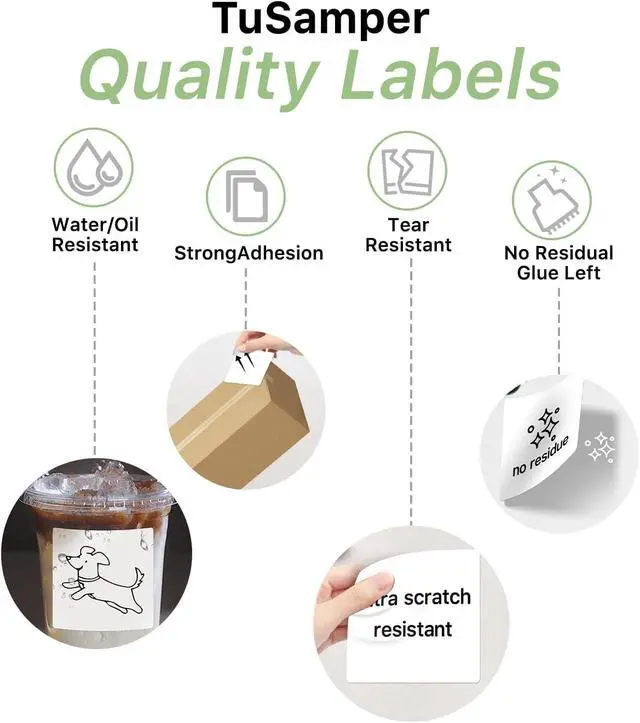 Alt view image 4 of 7 - Square Thermal Label Stickers, 3" x 3" (76.2mm x 76.2mm) Self-Adhesive Thermal Labels Square Direct Thermal Stickers Compatible with Thermal Label Printers, 500 Labels/Roll White