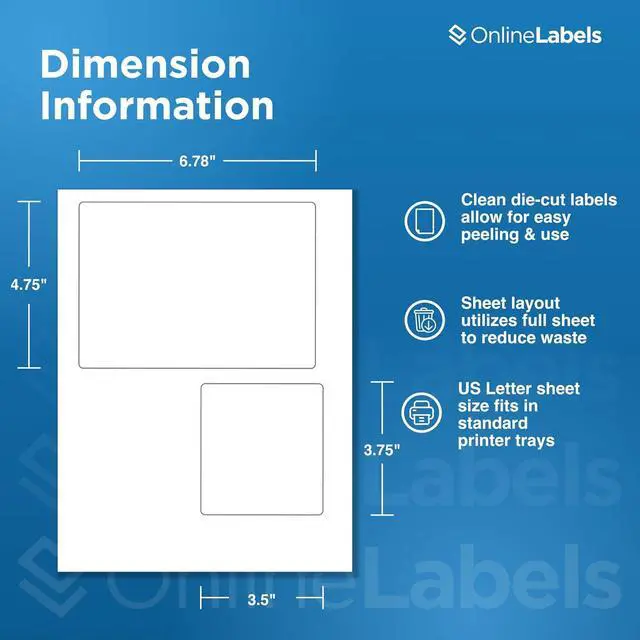 Alt view image 2 of 7 - Online Labels 6.78 x 4.75 and 3.5 x 3.75 Shipping Labels - Compatible with USPS Click-N-Ship - Pack of 1,000 Sheets - Inkjet/Laser Printer