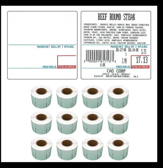 Main image of Labels LST-8020 Thermal 12 Rolls - 6000 Labels Printer Printing Scale Compatible with CAS LP-1000 CL-5000 CL-5500 CL-7200, Easy Weigh LS-100, VisionTech DLP-300 (12 Rolls, 8020)